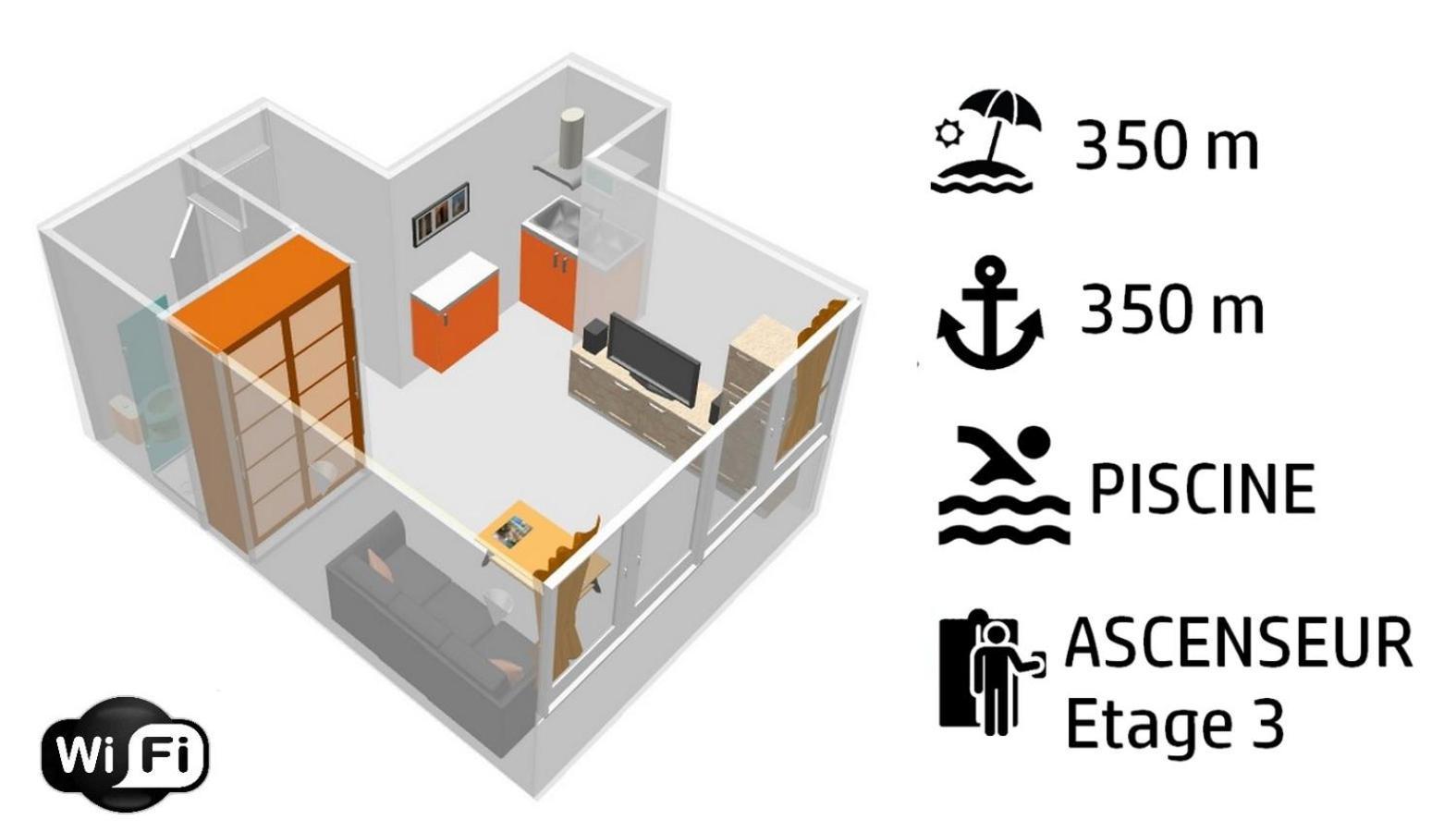 Studio Proche Port Et Plages, Piscine Йер Экстерьер фото